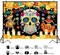 Day of The Dead Backdrop Mexican Fiesta Sugar Skull (Red, Marigold)
